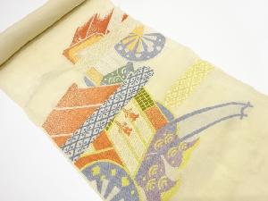 アンティーク　御所車模様織り出し帯側